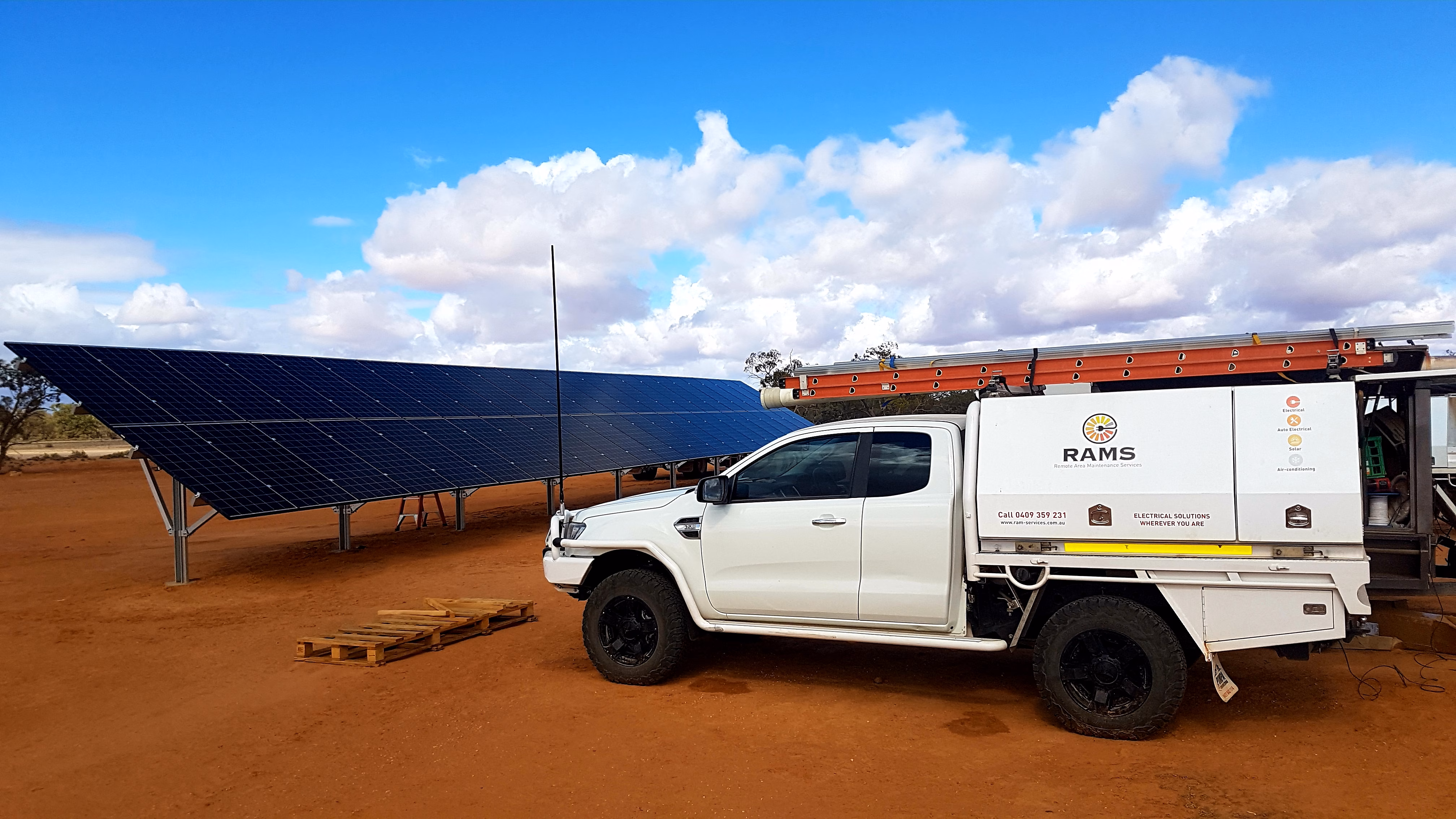Diesel Service Australia field service ute providing mobile repairs out on farm paddock.